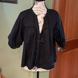 Nation LTD Black Button-Up Blouse, Size M